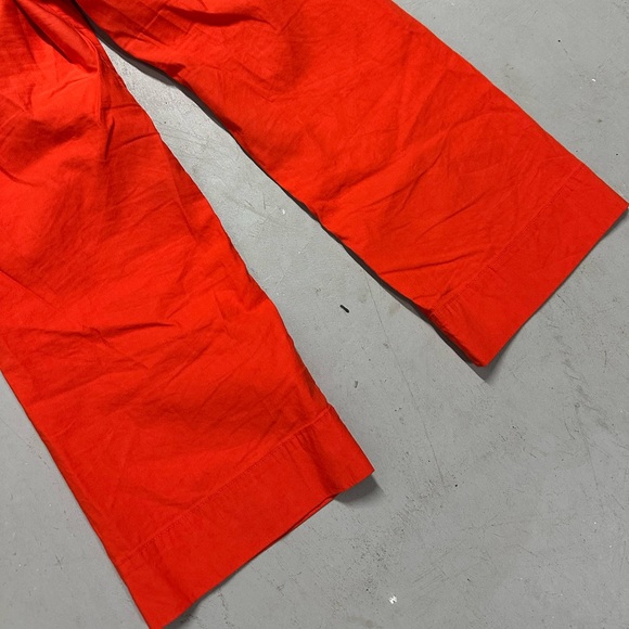 Maeve Anthropologie Colette Cropped Wide-Leg Pants Linen Edition Size 26 Orange - Picture 6 of 8